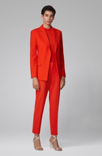 Spodnie BOSS Regular Fit Pomarańczowe Damskie (Pl34708)
